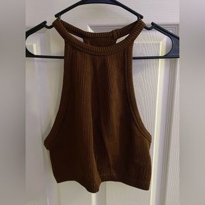 Brown ribbed tank top